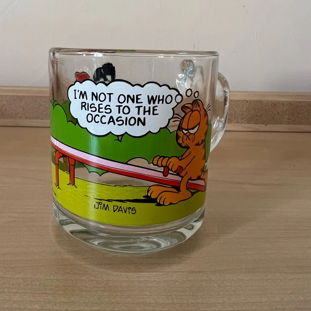 Vintage Garfield Odie McDonalds Glass Mug Cup Jim Davis 1970'S, 1980'S Comic